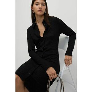 Rochie-camasa midi texturata - Negru imagine