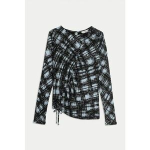 Bluza asimetrica cu snur - Negru/Albastru pal imagine