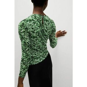 Bluza asimetrica cu snur - Verde/Alb murdar imagine