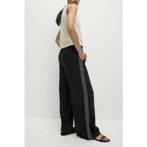 Pantaloni cu croiala ampla si dungi laterale - Negru/Argintiu imagine