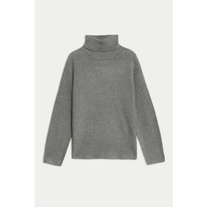 Pulover cu guler inalt si maneci raglan - Gri cenusiu imagine