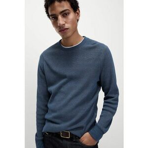 Bluza texturata de trening cu decolteu la baza gatului - Albastru indigo imagine