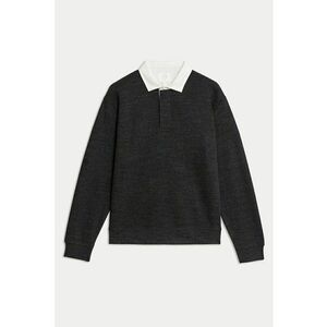 Bluza de trening cu guler clasic contrastant - Gri antracit imagine