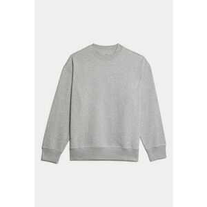 Bluza de trening din bumbac cu decolteu la baza gatului - Gri melange imagine