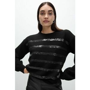 Pulover cu aplicatie de paiete - Negru/Argintiu imagine