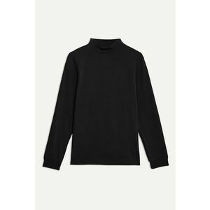 Bluza din amestec de bumbac cu guler scurt - Negru imagine