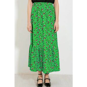Fusta maxi tricotata texturata HiCCUP - talie elastica - verde - poliester/lycra imagine