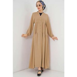 Rochie Maxi - HiCCUP - Relaxed Fit - guler in V - maro castor - textil imagine