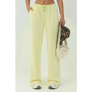 Pantaloni de trening - picior larg - galben - modal imagine