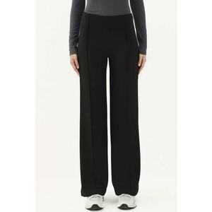 Pantaloni dama - largi cu detalii striate - negru - textil imagine