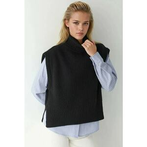 Vesta pulover - Negru - Tricot imagine