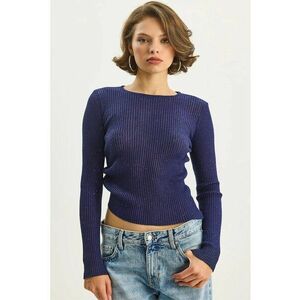 Bluza dama - tricotata - detalii cu paiete - albastru - tricot - imagine
