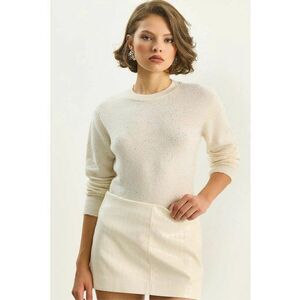 Pulover dama - Tricot - Crem - Guler rotund - imagine