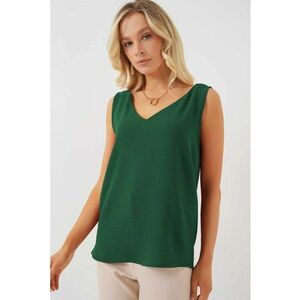 Bluza dama - HiCCUP - pull-on - decolteu in V - verde - textil - Verde smarald imagine