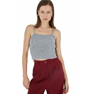 Crop Top - scurt - tricot - Gri - imagine