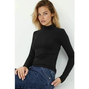 Top - maneca lunga - guler inalt - slim fit - negru - jerseu imagine