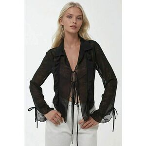 Camasa cu volane dama - textil - negru imagine