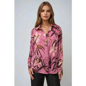 Camasa dama maneca lunga - imprimeu floral - poliester - multicolor imagine