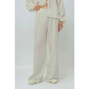 Pantaloni dama - relaxati - talie normala - alb - poliester imagine