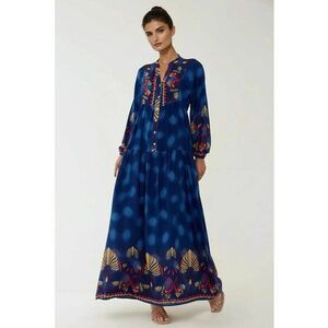 Rochie maxi - cu imprimeu - albastra - viscoza imagine