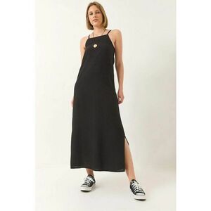 Rochie maxi - HiCCUP - fara bretele - crapatura laterala - negru - poliester imagine