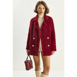 Palton dama jacheta supradimensionata din plus texturat - burgundy - textil imagine