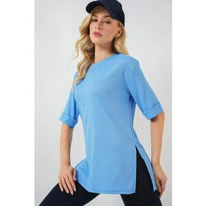 Tricou dama HiCCUP - texturat - maneca scurta - albastru - poliester imagine