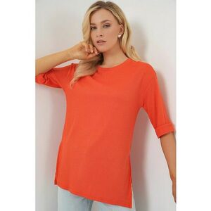 Tricou dama - HiCCUP - texturat - portocaliu - poliester - maneca scurta imagine