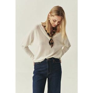 Pulover din amestec de lana si casmir - Crem imagine