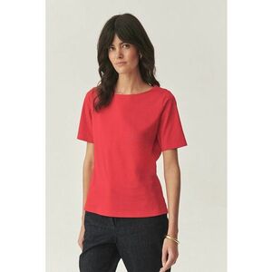 Tricou uni cu decolteu rotund - Rosu vermillion imagine