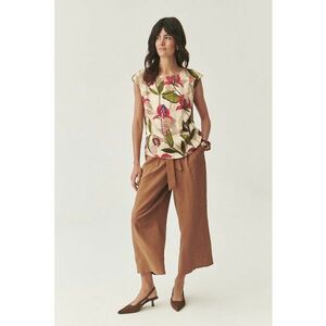 Bluza lejera cu model floral - Verde/Rosu inchis/Bej deschis imagine