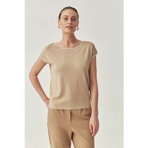 Tricou cu decolteu rotund - Maro nisip imagine