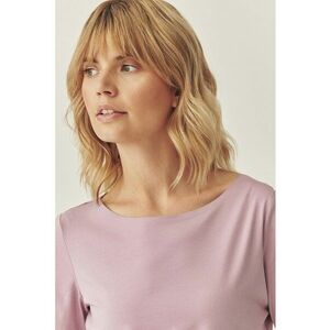 Tricou din amestec de bumbac cu decolteu barcuta - Lila imagine