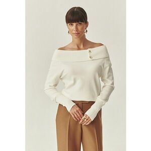 Pulover cu decolteu pe umeri - Alb murdar imagine