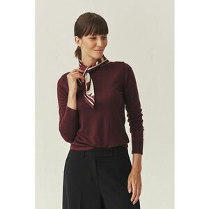 Pulover tricotat fin din amestec de lana - Violet pruna imagine