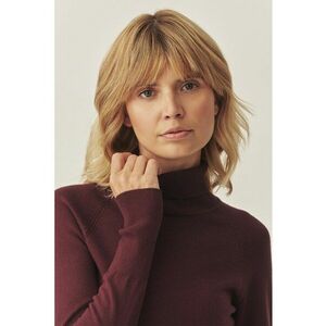 Pulover cu maneci raglan si guler inalt - Violet tyrian imagine