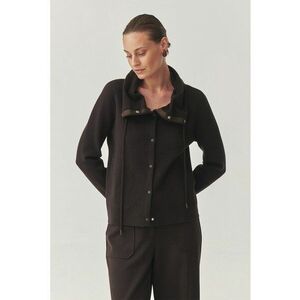 Jacheta cu capse si guler inalt - Maro inchis imagine