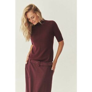 Pulover din lana cu maneci medi - Violet pruna imagine