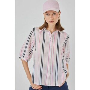 Camasa dama din poplin cu dungi - roz orhidee - textil imagine