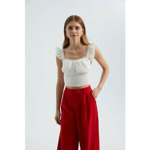 Bluza crop eleganta - Ivoire imagine