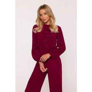 Salopeta eleganta - S420 Bordo material neted cu finisaj moale - guler ridicat - maneci lungi bufante - fermoar ascuns - 6.7 imagine