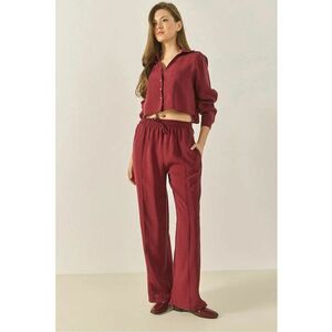 Costum dama - rochie lunga si lata - rosu - viscoza si nylon imagine