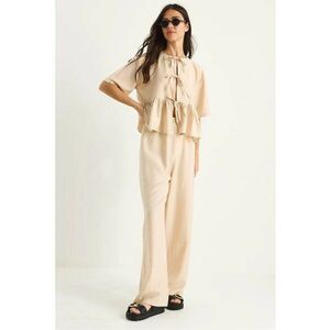 Compleu dama - 2 piese - textil - bej imagine