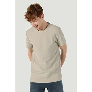 Tricou regular-fit uni cu decolteu la baza gatului - Bej deschis imagine