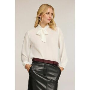 Bluza cu funda din panglici - Crem imagine