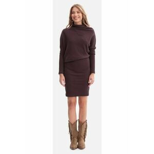 Rochie mini B309 - tricot - maneci lungi - 654987 - Ciocolata imagine