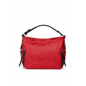 Geanta dama din piele naturala Samira rosu/negru - 27x38cm imagine