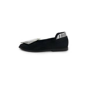 Pantofi de piele intoarsa cu talpa plata - Alb/Negru imagine