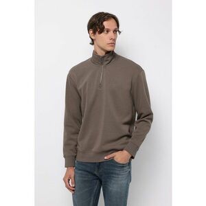 Bluza de trening din amestec de bumbac cu fenta cu fermoar - Maro imagine