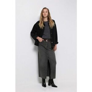 Fusta de denim cu slit frontal - Gri antracit imagine